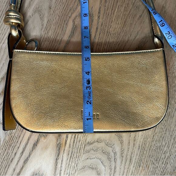 Behno New York Ina Mini Pouchette Metallic Gold Leather Shoulder Bag - Picture 8 of 10